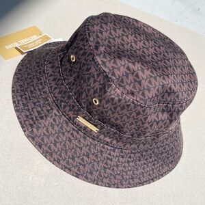 (new+tag) Michael Kors bucket hat MK monogram brown black one size fits all (OS)